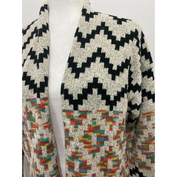 debut Aztec Open Long Cardigan Multicolor Size Small - Picture 4 of 8